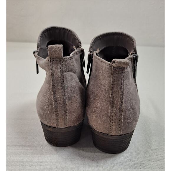 Carlos Santana Women's Brie Ankle Boot 10M Taupe Side Zipper Faux Suede - Picture 4 of 9